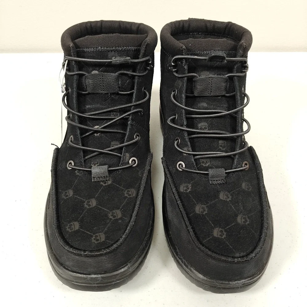 Hey Dude x Jelly Roll Bradley Suede Boots Men's Size 12 Black Skull Print
